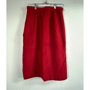 Vintage Mcnairn Scotland Cashmere Pencil Midi Skirt Size 12 Waist 26" Red Lined